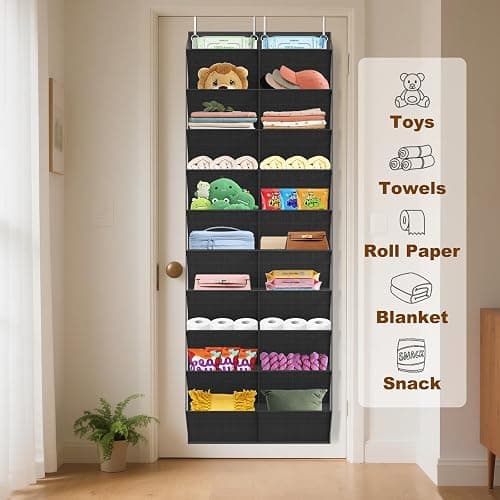 UVIAHOMI 20-30 Pairs Over the Door Shoe Organizer, Clear Pockets Hanging Shoe Storage for Closet, 10-Tier Door Shoes Rack, Handing Shoes Holder Fit All the Family's Sneakers, Boots, Heels, Black thumbnail 7