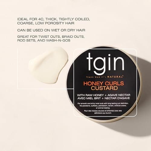 Thank God It's Natural Honey Curls Custard - 12 Oz - For Natural, Dry, Curly, Damaged Hair thumbnail 4