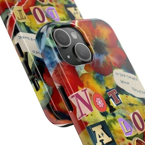 Music Floral Album Phone Case Compatible with iPhone 16 15 14 13 12 11 XS Max, Artistic Music Phone Case for Girls, Protective Hybrid 2-Layer Hard Shell, Gift for Girls Music Fans thumbnail 2