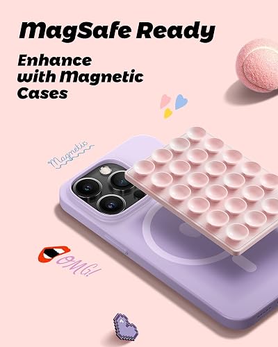 amBand Magnetic Suction Phone Mount for MagSafe Case, Silicone Octo Cup Buddy Sticky Grip Holder for iPhone, Removable Hands-Free Selfie/Video for TikTok Influencers, Women Gift, Light Pink thumbnail 2