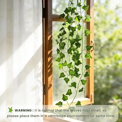 6 Pack 41.4 Ft Artificial Ivy Garland, Fake Vines with Green Leaves, Realistic Hanging Plants for Home/Wedding and Party Decoration thumbnail 3