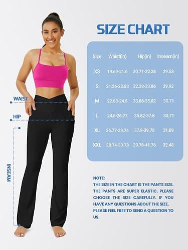 FOHOFO Yoga Pants Women, Flare Leggings for Women with Pockets Crossover High Waisted Bootcut Yoga Pants thumbnail 4