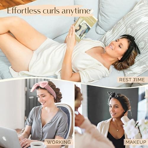 Yanibest Heatless Hair Curler, No Heat Hair Curlers to Sleep in, Super Soft Ribbon Wrap for Long Hair, Overnight Heatless Curling Set with Scrunchies and Clip, for All Hair types(Pink) thumbnail 4