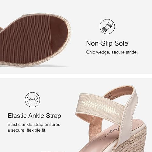 Vepose Women's Open Toe Espadrille Wedge Sandals with Ankle Strap | Dressy casual slip on platform strappy sandals , cute casual summer shoes styling for daily weddings travel thumbnail 4