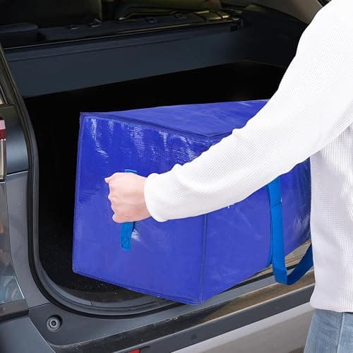 TICONN 6 Pack Extra Large Moving Bags Heavy Duty with Zippers & Carrying Handles, Durable Storage Bags Moving Boxes for Closet Organizers and Storage (6 Pack, Blue) thumbnail 10