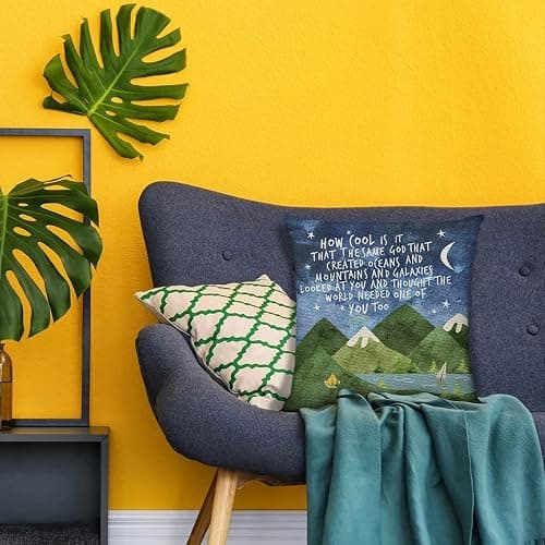 Littlefa Inspiring Gifts Cute Mountains Throw Pillow Cover Mountains Cushion Cover Decorative Pillowcase Living Room Bedroom Decor for Girls Friends Daughter Niece Women - How Cool thumbnail 2