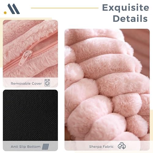 MAXYOYO Bean Bag Chair, Two-seat Bean Bag Sofa with Pillows and Armrests for Adults, Upholstered Loveseat Floor Sofa Couch Fluffy Chair Bean Bag Couch for Bedroom Living Room, Pink thumbnail 8