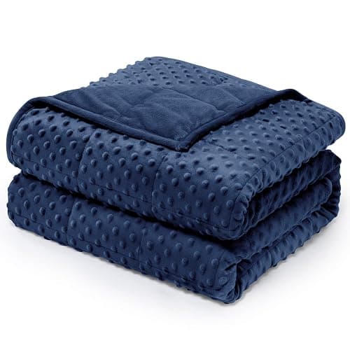 Wemore Minky Dot Weighted Blanket for Adults Twin Size 15 lb, Soft Heavy Blanket for Stress Relief and Sleep Promotion, Breathable Blanket for All-Season with Glass Beads, Navy Blue 60 x 80 inches - Image 1