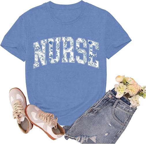 sallrue Nurse Shirt for Women School Registered Nurse Week T-Shirt Nursing Life Tees Tops - Image 1