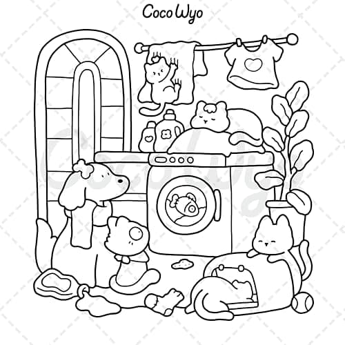 The Little Cat: Cozy Life of Kitty Coloring Book for Adults and Teens (Cozy & Cute Coloring) thumbnail 11