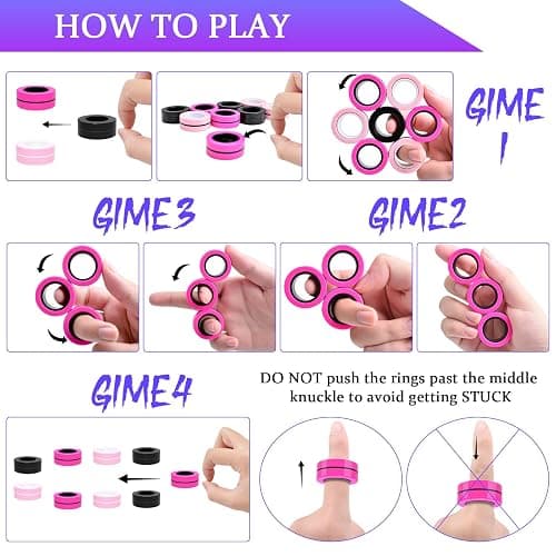 Cevioce Easter Basket Stuffers,9 PCS Magnetic Ring Fidget Toys Set for Adults Teens Boys,ADHD Anxiety Magnetic Fidget Spinner,Birthdays Gifts for Kids Coolest Magnet Stress Relief Toy for 8+ Year Old thumbnail 5