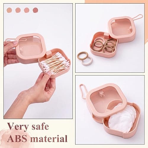 Kathfly 4 Pcs Hair Tie Organizer, Portable Hair Accessories Organizer Travel Case, Stackable Hairs Tie Holder & Bobby Pin Holder for Jewelry, Cotton Swabs, Clips and Accessories(Pink) thumbnail 5