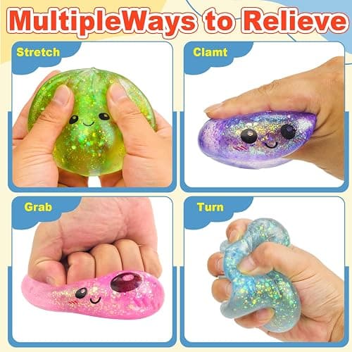 Sugar Glitter Dumplings Squishy with Mystery Box,Viral Squishy Dumpling,Colorful Dumplings Stress Balls Fidget Sensory Balls for Kids & Adults (Blue) thumbnail 6