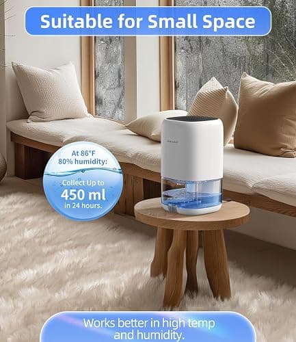 Dehumidifier,TABYIK 35 OZ Small Dehumidifiers for Room for Home, Quiet with Auto Shut Off, Dehumidifiers for Bedroom (280 sq. ft), Bathroom, RV, Closet thumbnail 3