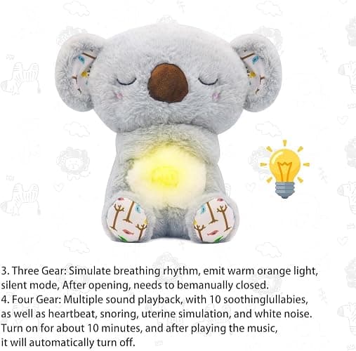 Breathing Stuffed Animal, Koala Stuffed Animal, Rhythmic Breathing Motion with Music Lights, Relieving Gift thumbnail 4