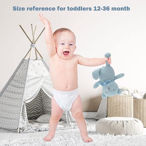 FLUFFYFUN 100% Organic Cotton Blue Teddy Bear Plush, 6.5" Baby Stuffed Animal for Newborn thumbnail 6