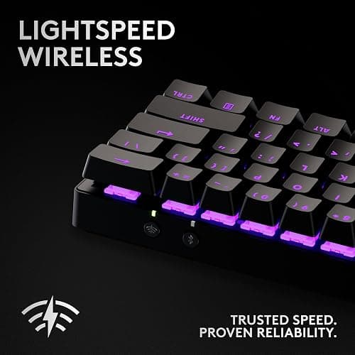 Logitech G PRO X 60 Lightspeed Wireless Gaming Keyboard, Ultra Compact TKL 60% Mechanical Keyboard for Windows PC, LIGHTSYNC RGB, Dual-Shot PBT Keycaps, GX Optical Tactile Switches - Black thumbnail 3