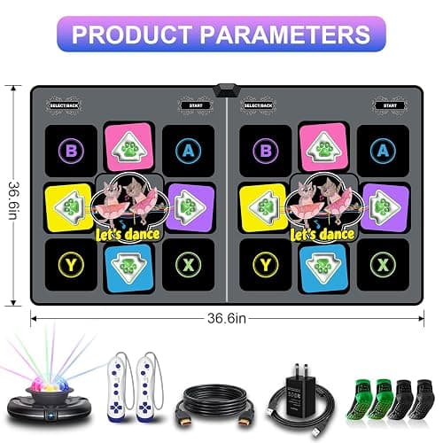 UOYESS Dance Mat for Kids & Adults - Wireless Electronic Dance Pad with HDMI Plug & Play, 2-Player Dance Game Mat, Exercise Mat for Family Parties, Birthday Gift for Boys Girls Ages 6+ thumbnail 2