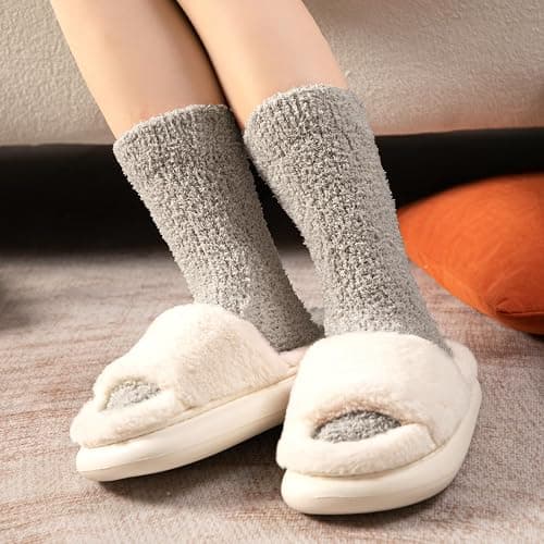 Clothirily Fuzzy Socks for Women, Super Soft Cozy Slipper Socks for Women, Women's Winter Warm Sleeping Sock thumbnail 2