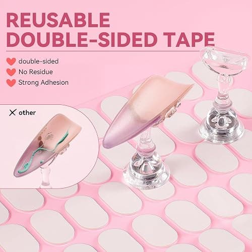 ESUOHYM Nail Stand for Press On Nails Art Display Practice 2 Sets, 1 Heart Shaped Acrylic Magnetic Nail Stands, Fake Nail Holder Tips With 200 PCS Double-Sided Tape, Nail Kit Home DIY Salon Supplies thumbnail 5