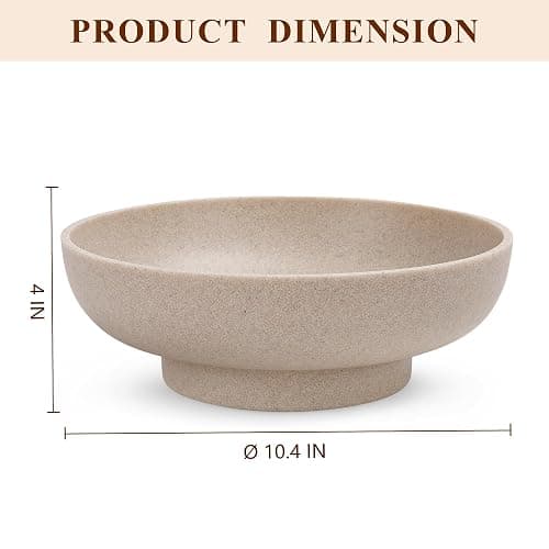 YMXYJM Large Decorative Bowl, Modern Handicraft Resin Bowls for Home Decor, Decorative Fruit Bowl for Kitchen Counter, Stylish Key Bowl for Entry Table, Artificial Stone Resin Beige - Beige thumbnail 3