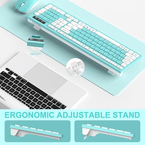 RECCAZR Wireless Keyboard and Mouse Combo, Full-Sized Keyboard and Adjustable DPI Mouse, 2.4GHz USB Receiver, Wireless for PC, Windows, Desktop, Laptop (Blue) thumbnail 6
