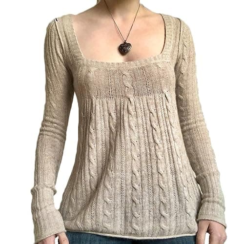 Women Y2K Long Sleeve Patchwork Lace Square Neck Crop Top Tshirt Slim Fit Harajuku Vintage Streetwear Blouse Tops - Image 1