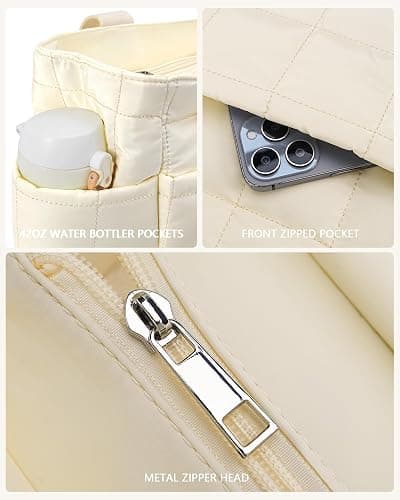 HKCLUF Quilted Puffer Tote Bag for Women 20L Lightweight Waterproof Large Work Travel Gym Tote Bag with Laptop Compartment thumbnail 5