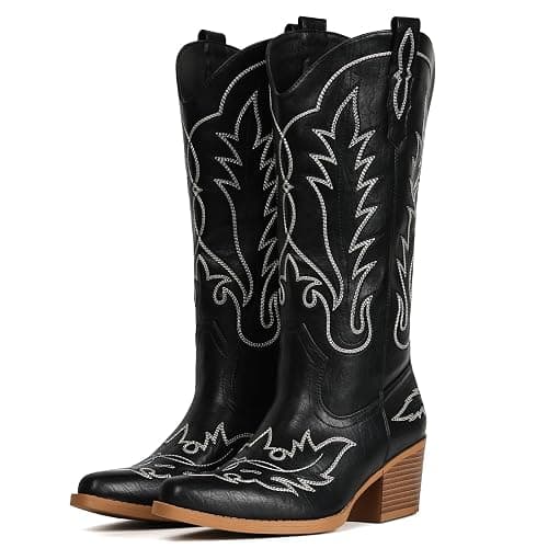 Fioralie Cowboy Boots for Women Western Mid Calf Cowgirl Boots | Casual Boots - Image 1