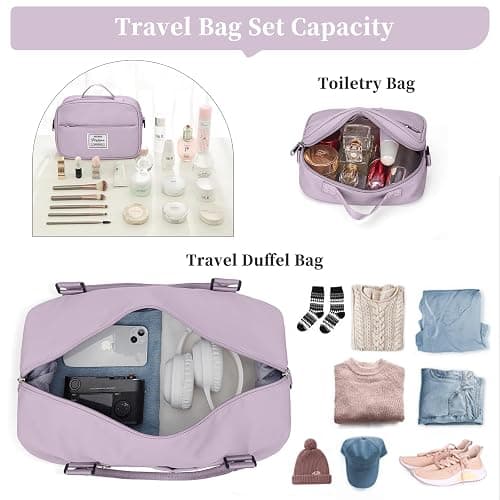 Weekender Bags for Women,Personal Item Travel Bag with Shoes Compartment,Overnight Travel Duffel Bag with Toiletry Bag thumbnail 3