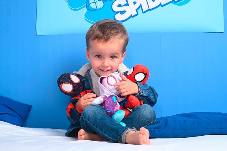 Simba 6315875810X06-Disney Marvel Spidey, 25cm Plüschfigur mit Glow in the Dark Augen, Spiderman Filmfigur, Plüschspielzeug, Spinne, Comic Figur, Superheld, ab den ersten Lebensmonaten geeignet thumbnail 2