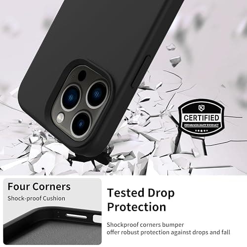 FUNMIKO Compatible with iPhone 15 Pro Max Case with Screen Protector,Upgraded Liquid Silky Soft Silicone,Fashionably Designed for Men Women Girls,Protective Phone Cover,Black thumbnail 6