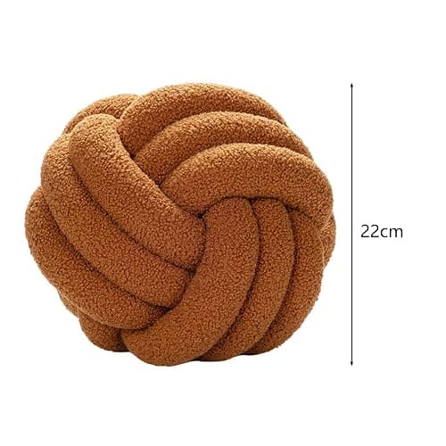 Bigougem Knot Ball Pillow, Knotted Ball Throw Pillow Ultra Soft Companionship Decorative Hand-woven Knotted Ball Lamb Velvet Sofa Cushion, Knot Cushion, Sofa Pillow Beige thumbnail 2