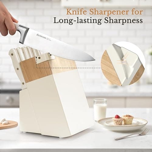 Knife Set,Astercook Kitchen Knife Set with Block 14-Piece Full Tang Stainless Steel Knives with Sharpener Dishwasher Safe and Anti-Slip Ergonomic Handle Valentine's Gift Utensils Set thumbnail 8