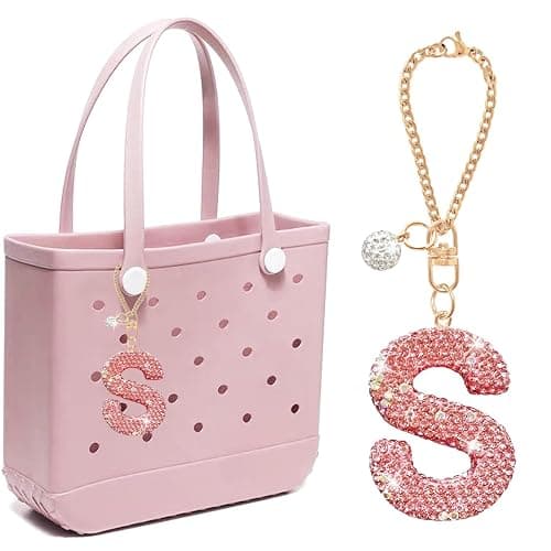 BOAJUNWU Bogg Bag Accessories,Bogg Bag Charms Keychain for Women Girls,Letter Charms for Beach Bitty Bogg Handbags Tote Bags - Image 1