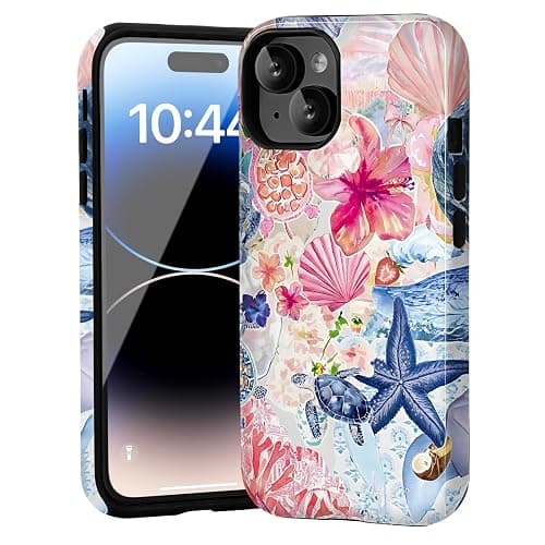 Amzfield Compatible with iPhone 14 Plus Case, Aesthetic Summer Phone Case Cute Flower Shell Turtle Sea Creature Floral Collage Girl Women, Scratch Resistant Protective Girly Case for iPhone 14 Plus thumbnail 7