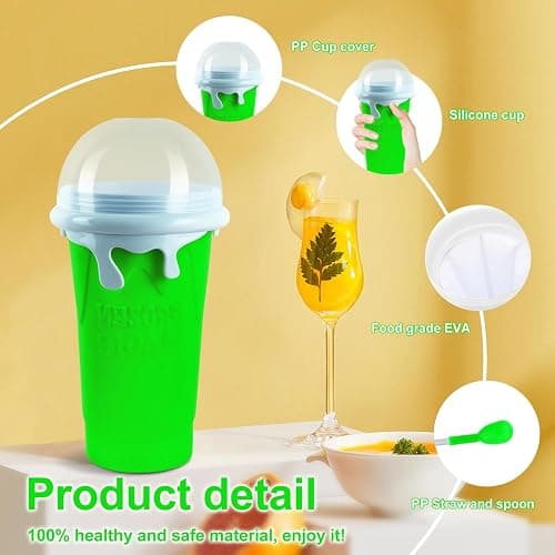 Slushie Maker Cup 2Pcs, 500ml Slushy Cup Silicone Slushy Maker Cup Quick Frozen Smoothies Squeeze Cooling Cup for Milk Shake, Fruit Juice, Cola thumbnail 4