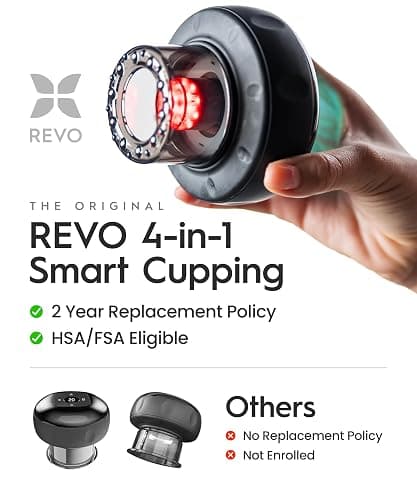 REVOMADIC REVO The Original 4-in-1 Smart Cupping Therapy Massager, Red Light Therapy for Targeted Pain Relief, Knots, Aches, Muscle Soreness, Circulation & Tighter Skin, Portable Cupping Kit thumbnail 2