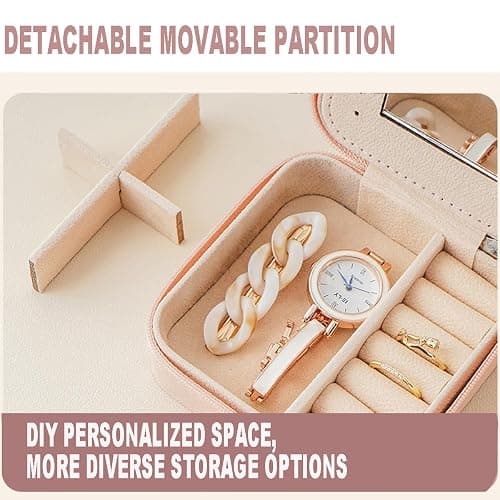 Hlopt Sweetest Compact And Secure Jewelry Boxes For Women Small Jewelris Box For Travel Portable Case With Lock Key Beautiful Jewelry Organizer And Storage Solution thumbnail 6