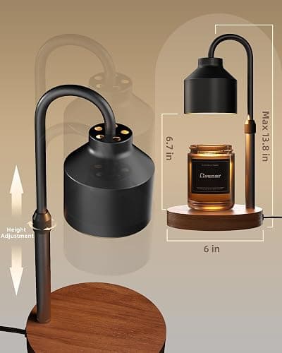 LISUNAR Electric Candle Warmer Lamp Black, Candle Lamp Warmer with Timer, Wax Warmer Lamp for Jar Candles, Adjustable Height Candle Light Warmer with 2 Bulbs thumbnail 3