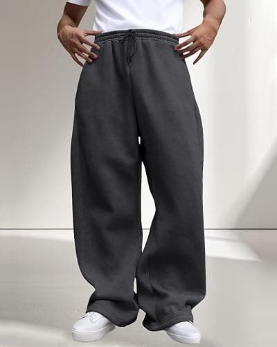 Tooprvix Men's Baggy Sweatpants Heavyweight Fleece Wide Leg Drawstring Sweat Pants,Casual Lounge Joggers with Pockets Slacks thumbnail 4