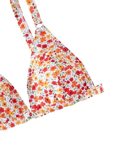 ZAFUL Women's 2 Piece Floral Print Swimsuit Triangle String High Cut Bikini Sets Bathing Suit thumbnail 5