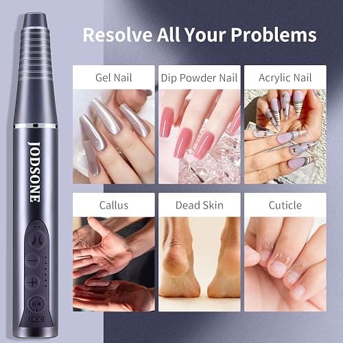 JODSONE Controllable Speed Portable Nail Drill Professional Electric 30000RPM Home Salon Polishing Manicure Nail Drill thumbnail 2