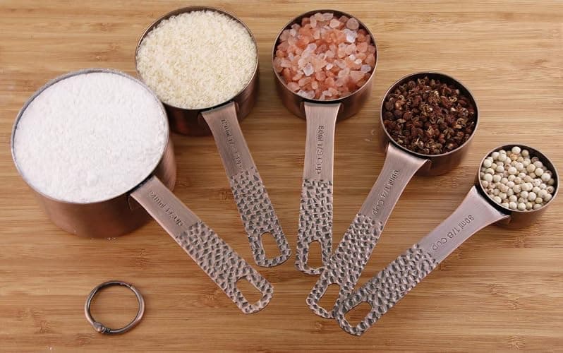 Smithcraft Copper Measuring Cups and Spoons Set, Metric & US Stainless Steel 5 Measuring Cups and 6 Measuring Spoons for Baking & Kitchen thumbnail 5