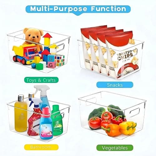 SKTEET Set of 8 Clear Plastic Storage Bins, 4 Large and 4 Small Stackable Storage Containers for Pantry Organization and Kitchen Storage Bins,Home Edit and Cabinet Organizers thumbnail 4
