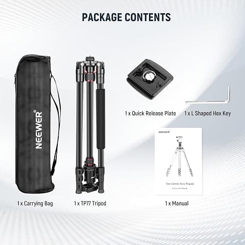 NEEWER 77 inch Camera Tripod Monopod for DSLR, Phone with 360° Panoramic Ball Head, 2 Axis Center Column, Arca Type QR Plate, Compact Aluminum Lightweight Travel Tripod 34lb Max Load, Bag Included - Travel Tripod thumbnail 8
