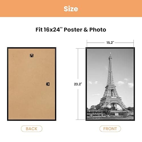 upsimples 16x24 Poster Frame, Easy Slide-In Assembly, Black, 3 Pack | Gallery Wall 16 x 24 Picture Frames Set for Family, Wedding, Christmas, Easy to Change Photos thumbnail 3