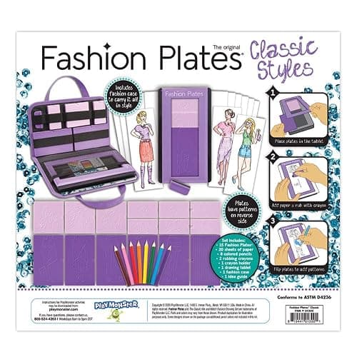 Fashion Plates Classic – Girls Fashion, Mix-and-Match Drawing Kit, Arts and Crafts, Coloring, Art Supplies, Craft Supplies, Stencils, Crayons Included, Create Your Own Designs, Ages 6+ thumbnail 2