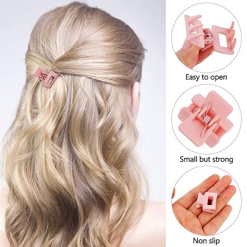 Ahoney 10Pcs Small Pink Hair Claw Clips for Women & Girls, Mini Cute Jaw Clips for Thin Hair with Gift Box thumbnail 5