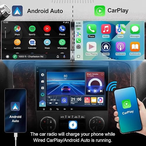 2+64G Android 14 Car Stereo for Chevrolet Silverado GMC Sierra Yukon 2007-2013 with 8 Inch IPS Touchscreen Multimedia Player Radio Built-in Wireless Carplay/Android Auto/GPS/Bluetooth 5.4/WIFI6/SWC thumbnail 3